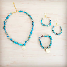 Load image into Gallery viewer, Regalite Beaded Stretch Bracelet w/ Matte Gold Coin Charm