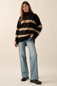 Nordic Striped Knit Hooded Sweater