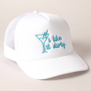 Cocktail Texts Embroidery Mesh Back Trucker Hat