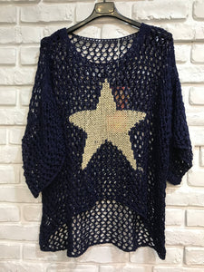 French Cotton Knit Sweater with Star