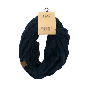 Solid Cable Knit CC Infinity Scarf