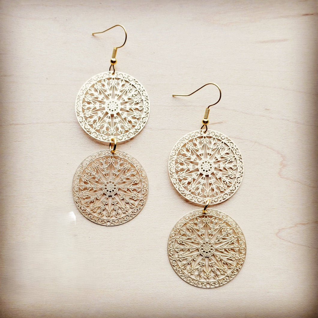 Matte Gold Dangle Filigree Earrings