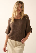 Load image into Gallery viewer, Gia Short-Sleeve Pointelle Ribbed Knit Sweater
