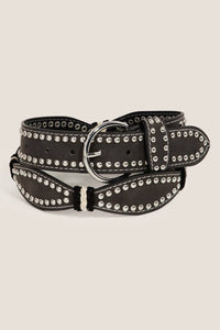 Studded Western Trim Faux Leather Wavy Belt