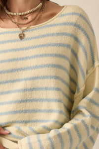 Striped Textured Knit Oversized Sweater