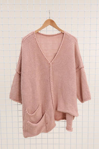 Asymmetric Oversized Sweater with Pocket - made in Italy