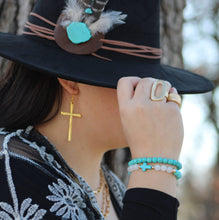 Load image into Gallery viewer, Blue Turquoise Stackable Stretch Beaded Bracelet 800u