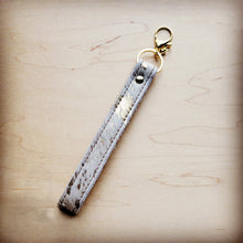 Load image into Gallery viewer, Embossed Leather Key Chain Gold Metallic