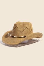 Load image into Gallery viewer, Mixed Beaded Strap Western Fedora Straw Hat