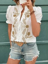 Load image into Gallery viewer, Lola Embroidered Ruffle Sleeve Top