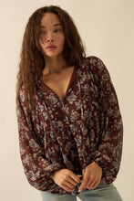 Load image into Gallery viewer, Floral Chiffon Babydoll Peasant Top