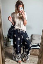 Load image into Gallery viewer, Black Boho Print Wide Leg Pants