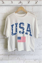 Load image into Gallery viewer, USA STAR FLAG GRAPHIC LONG CROP TOP