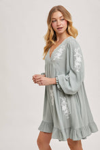 Load image into Gallery viewer, FLOUNCY RUFFLED DRESS EMBROIDERED