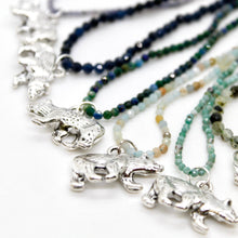 Load image into Gallery viewer, Silver Bear Mini Stone Gold Charm Necklace