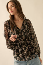 Load image into Gallery viewer, Floral Chiffon Babydoll Peasant Top