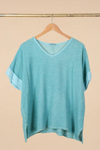 Italian Cotton Linen Rolled Sleeve T-shirt