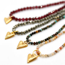 Load image into Gallery viewer, Gold Heart Mini Stone Gold Charm Necklace