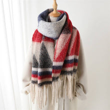 Load image into Gallery viewer, Geo Cozy Long Fringe Winter Scarf