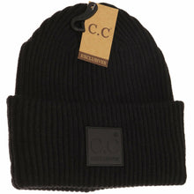 Load image into Gallery viewer, Solid Ribbed CC Beanie with Rubber Patch