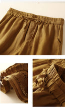 Load image into Gallery viewer, Floral crochet lace patchwork cotton linen shorts