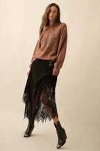 Load image into Gallery viewer, Boho Faux Suede and Lace Buckled-Waist Maxi Skirt