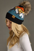 Load image into Gallery viewer, Black Mountain Landscape Pom Hat