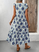 Load image into Gallery viewer, Boho Flutter Sleeve Floral Print V-Neck Midi Dress