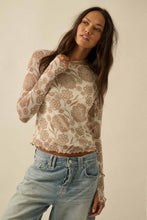 Load image into Gallery viewer, Toby Floral Print Mesh Mock-Neck Raglan Top