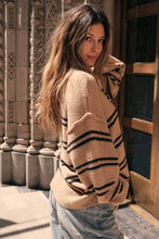 Load image into Gallery viewer, Tandy Striped Knit Quarter-Zip Sweater