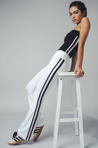High-Waist Side Stripe Flared Pants
