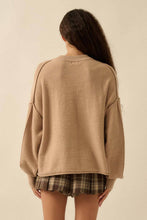 Load image into Gallery viewer, Embroidered Horses Solid Knit Exposed-Seam Sweater