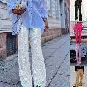 Sequin Long Loose Pants