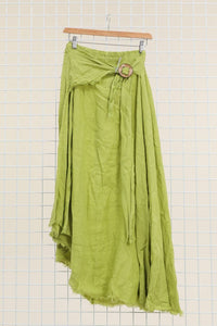 Italian Linen Wrap Skirt with Buckle Loop