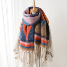 Load image into Gallery viewer, Geo Cozy Long Fringe Winter Scarf