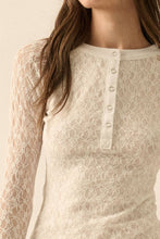 Load image into Gallery viewer, Fiona Floral Lace Raglan-Sleeve Henley Top