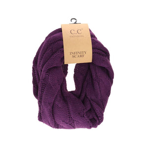 Solid Cable Knit CC Infinity Scarf