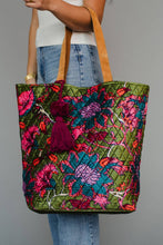Load image into Gallery viewer, Olive Multicolored Floral Tote