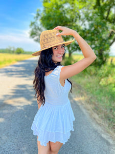 Horseshoe Lace Knit with Braided Suede Trim C.C Panama Hat K