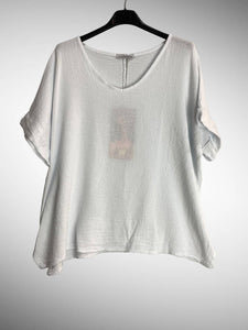Italian Cotton Linen Rolled Sleeve T-shirt