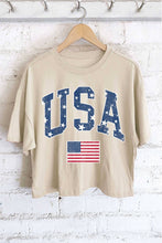 Load image into Gallery viewer, USA STAR FLAG GRAPHIC LONG CROP TOP
