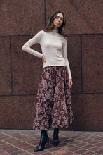 Load image into Gallery viewer, Floral Organza Pleated Circle Midi Skirt