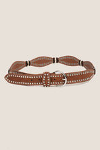 Load image into Gallery viewer, Studded Western Trim Faux Leather Wavy Belt