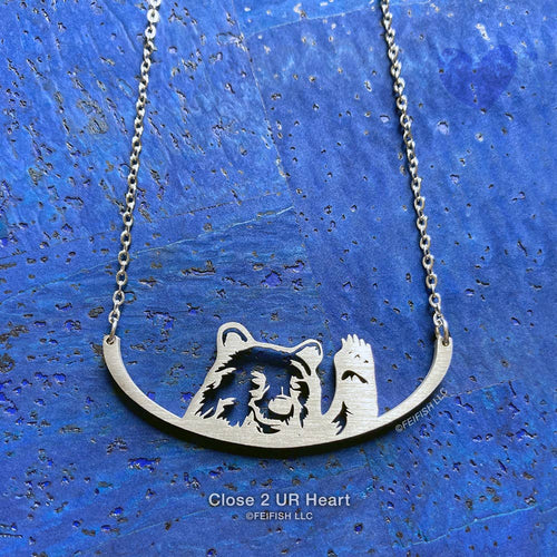 Bear Waving Stainless Steel Necklace