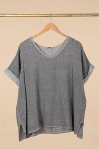Italian Cotton Linen Rolled Sleeve T-shirt