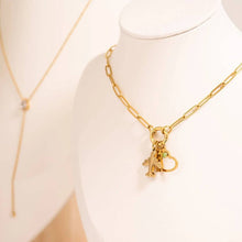 Load image into Gallery viewer, Paperclip Charm Necklace 18k gold PVD