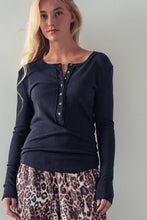 Load image into Gallery viewer, Chocolate Henley Long Sleeve Top