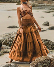 Load image into Gallery viewer, Boho Tiered Skirt with Cargo Pockets
