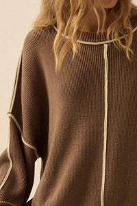Stacy Red Exposed-Seam Oversize Sweater