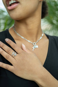 Paperclip Charm Necklace 18k gold PVD